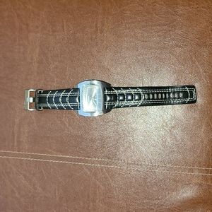 Diesel watch Black and with white stich band
